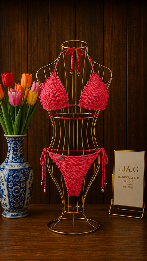 Bikini Fuchsia crochet artesanal LIA.G