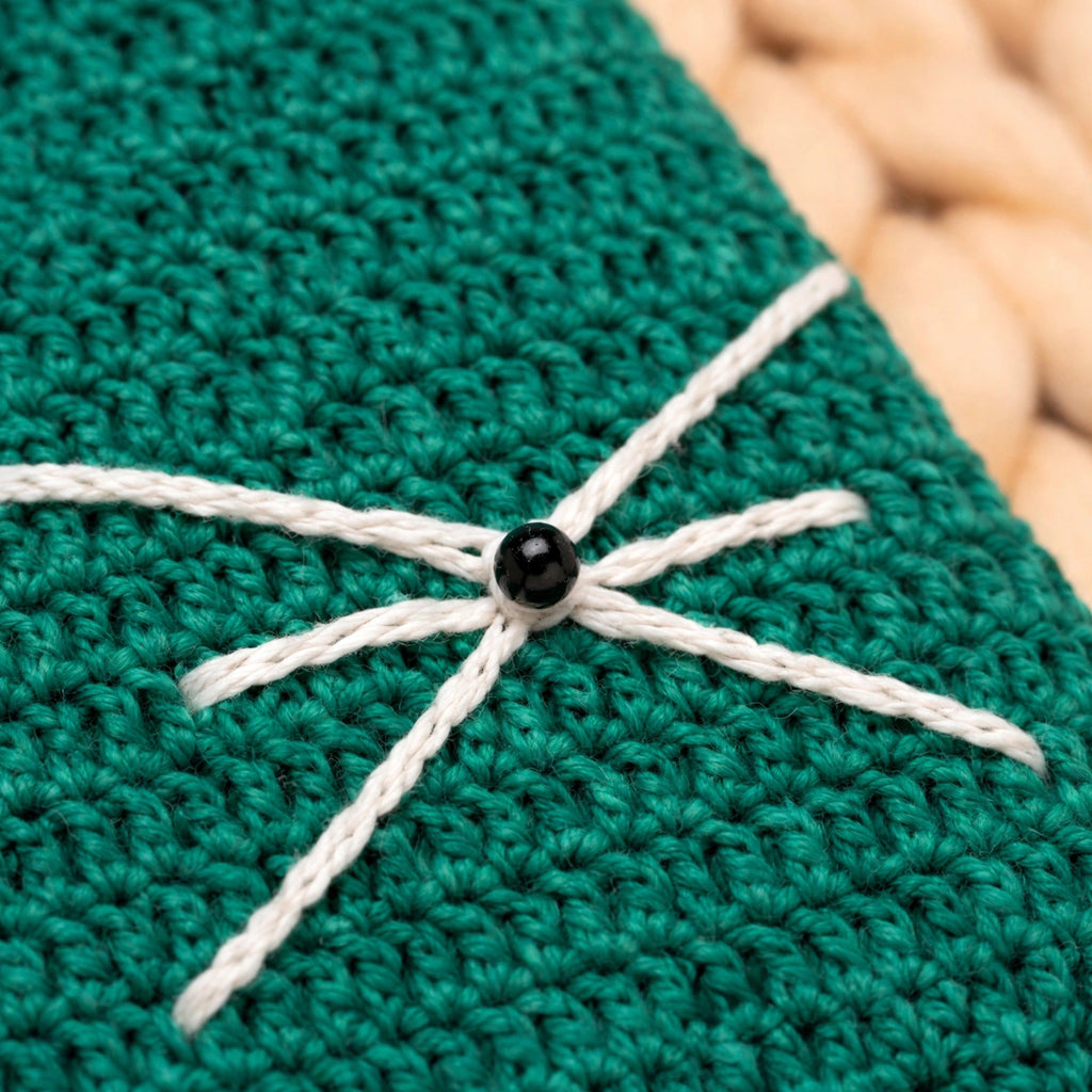 Detalle bigotes bordados en hilo crudo con cuenta negra nariz — Little Whiskers LIA.G