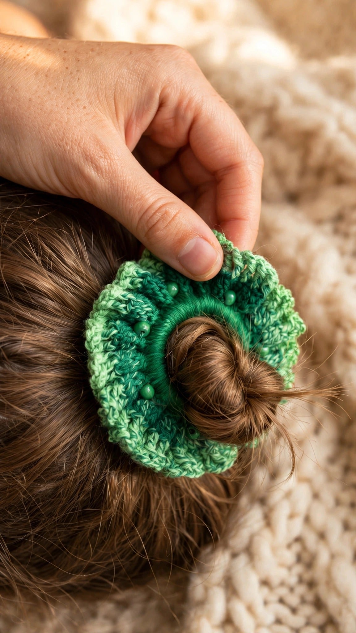 Coletero crochet bicolor verde menta y esmeralda en mono - LIA.G