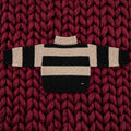 Suéter artesanal crochet rayas negro y beige cuello alto vista completa