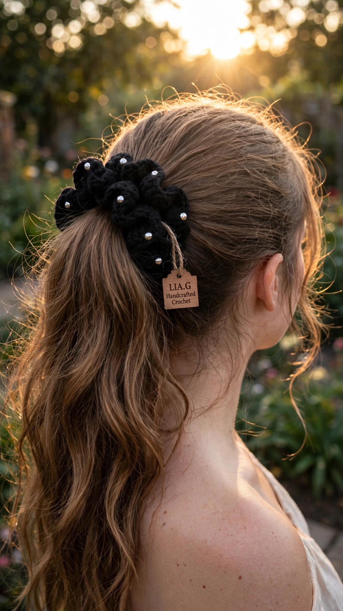 Coletero crochet negro con perlas en cabello - LIA.G