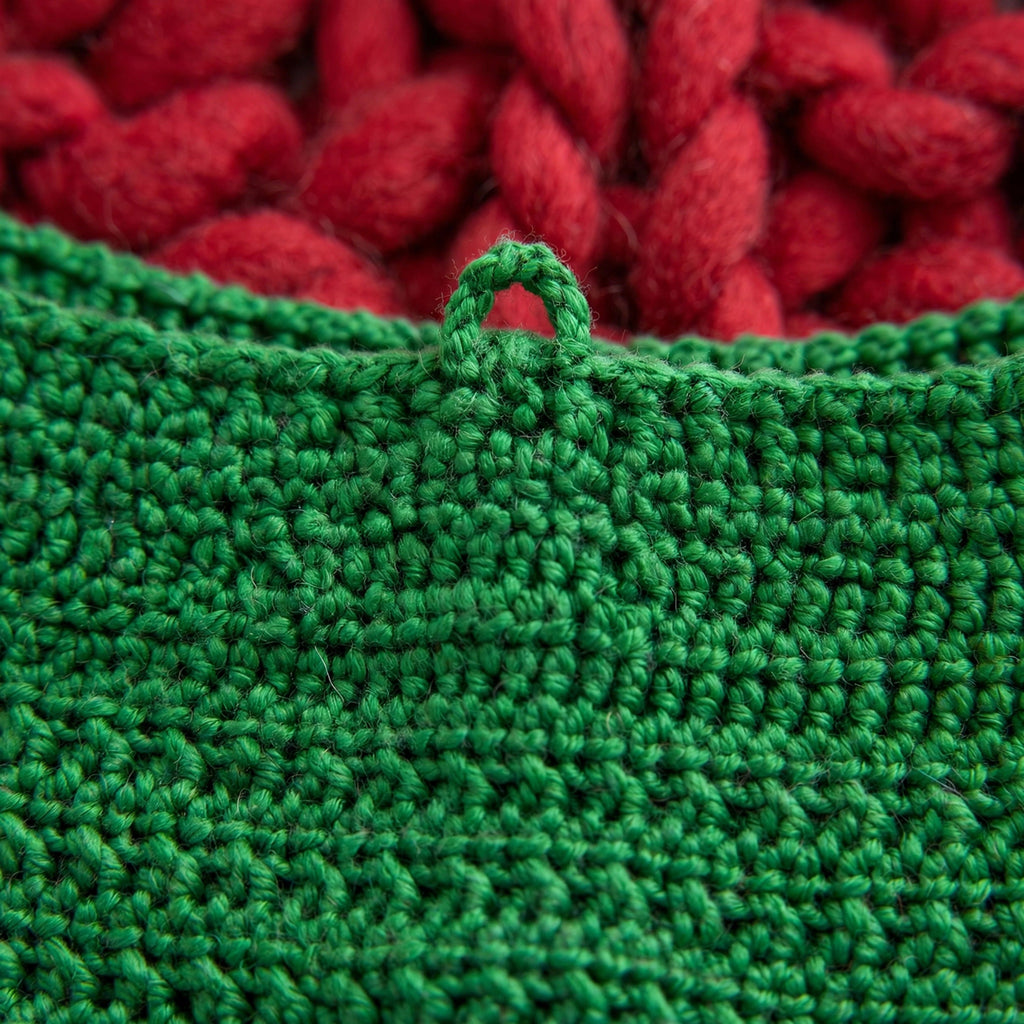 Detalle presilla de colgado en el cuello alto — Top Crochet Verde LIA.G