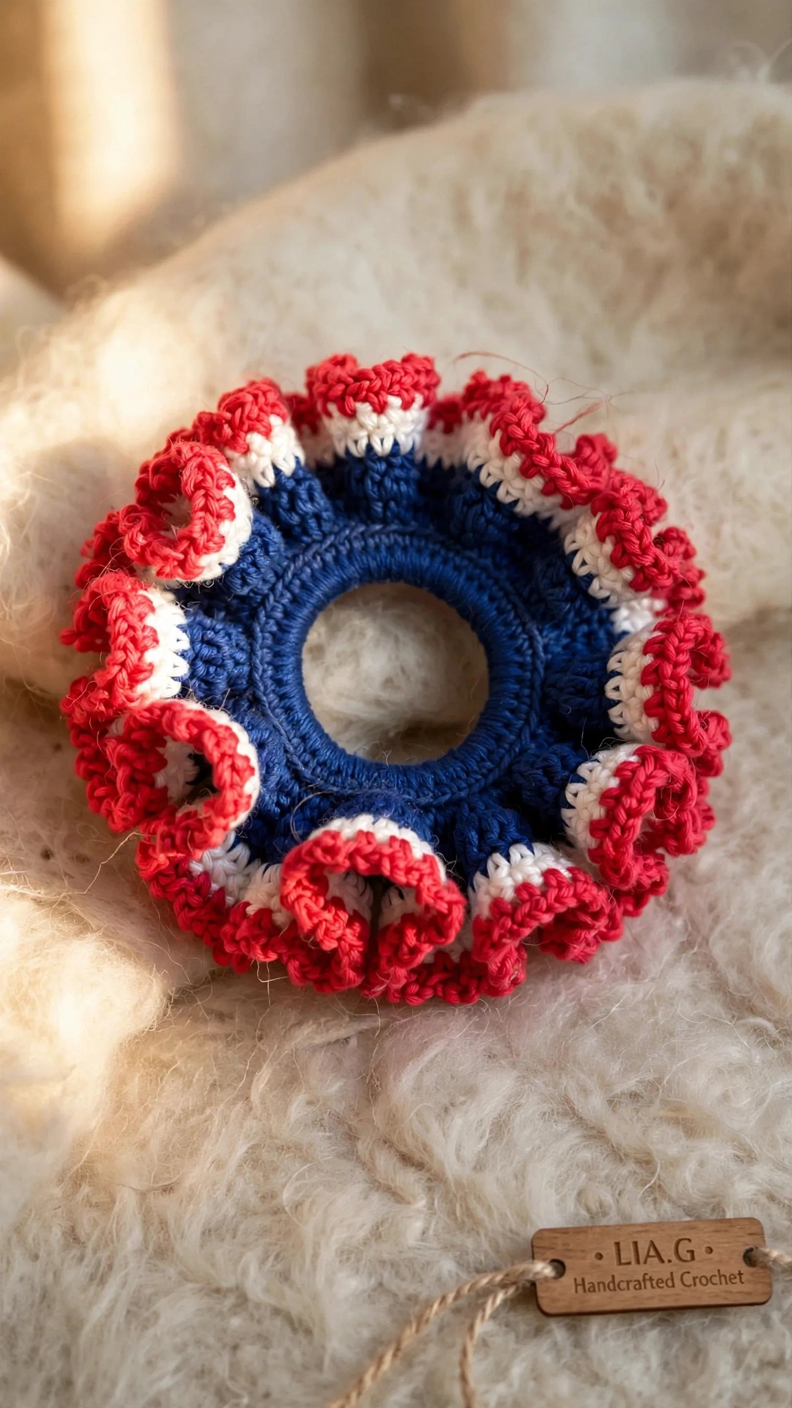 Coletero Tricolor crochet artesanal LIA.G - vista frontal